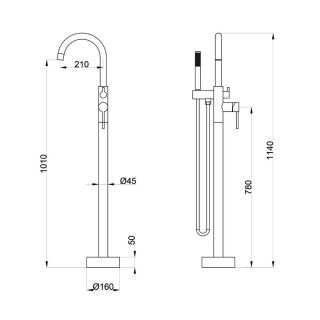 Смеситель для ванны/душа Orange Steel M99-336ni напольный, сталь